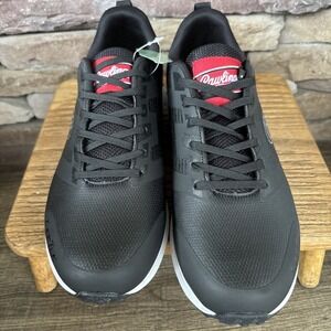 Rawlings League Turf Mens Shoes 7.5D Black White Leather Lace Up Baseball Cleats